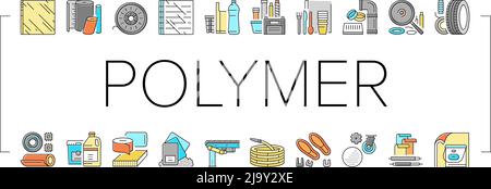 Matériau polymère Industrie biens icônes définir vecteur Illustration de Vecteur