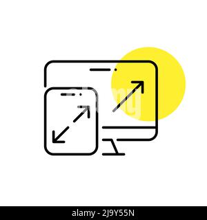 Symbole de conception Web évolutive et réactive. Icône de dessin au trait de trait, pixel Perfect, modifiable Illustration de Vecteur