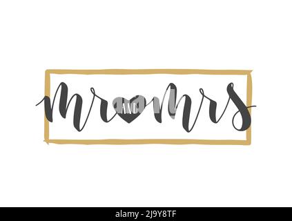 Illustration vectorielle. Lettrage manuscrit de MR et Mrs modèle pour bannière, carte de vœux, carte postale, invitation de mariage, affiche ou autocollant. Illustration de Vecteur
