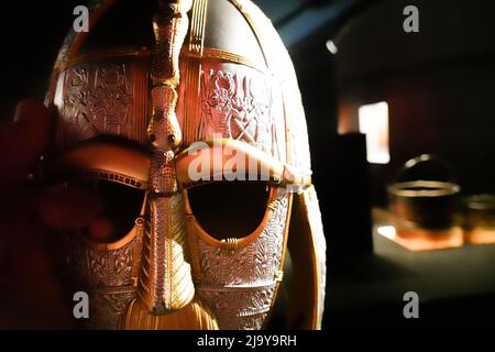 Sutton Hoo, réplique de Helmet Banque D'Images