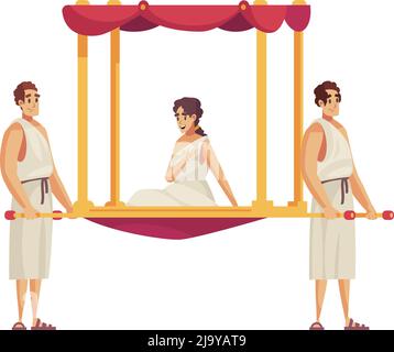 Ancienne composition de rome avec deux personnes portant la femme en palanquin illustration vectorielle de dessin animé Illustration de Vecteur