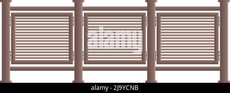 Composition de balustrades de clôture de balcon avec vue avant réaliste d'une illustration vectorielle isolée de clôture de style forgé décorative Illustration de Vecteur