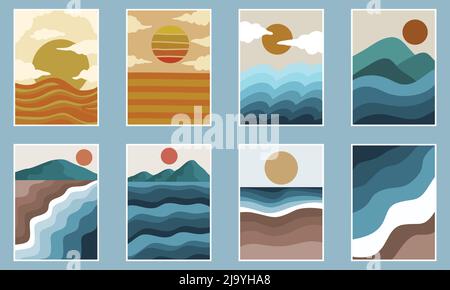 Illustration abstraite du paysage marin Illustration de Vecteur