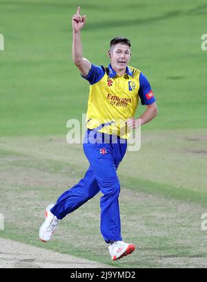 Photo du dossier datée du 16-09-2020 du nouveau venu d'Angleterre Matthew Potts, qui ne sera pas dépassé par l'arène Test, selon Neil Killeen, entraîneur de bowling de Durham, qui s'attend à ce qu'il « entre comme il y a cinq ans ». Date de publication : jeudi 26 mai 2022. Banque D'Images