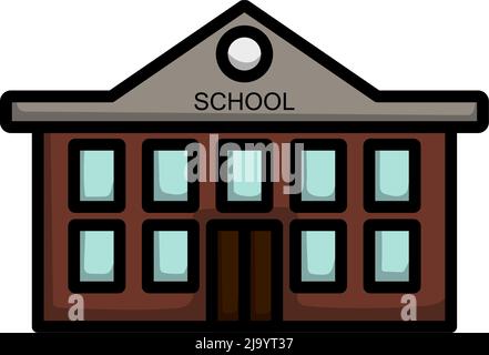 Icône du bâtiment de l'école.Contour gras modifiable avec Color Fill Design.Illustration vectorielle. Illustration de Vecteur
