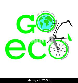 3rd juin modèle de conception de la Journée mondiale du vélo pour bannière, cartes de vœux, logo, Mnemonic, Symbol, Icône, étiquette, bannière ou poster Design VectorIllustration Illustration de Vecteur