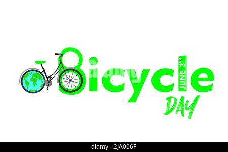 3rd juin modèle de conception de la Journée mondiale du vélo pour bannière, cartes de vœux, logo, Mnemonic, Symbol, Icône, étiquette, bannière ou poster Design VectorIllustration Illustration de Vecteur