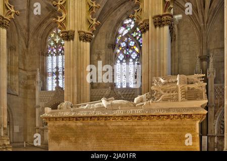 Tombeau du roi Jean Ier du Portugal et de sa femme Philippa de Lancaster dans le monastère de Batalha, Portugal Banque D'Images