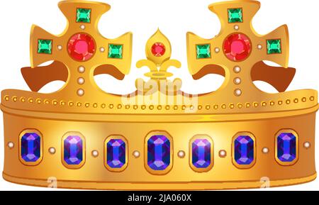 Composition de couronne dorée royale avec image isolée de couronne pour reine empereur roi et illustration vectorielle d'impératrice Illustration de Vecteur