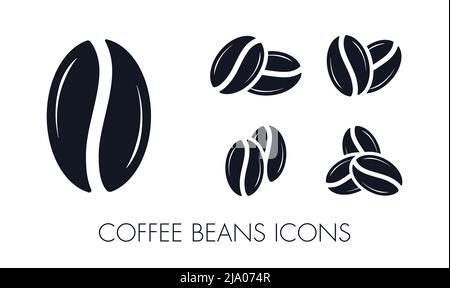 Jeu d'icônes d'illustration vectorielle de symboles de grains de café différents Illustration de Vecteur
