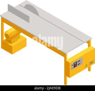 Scierie scierie scierie bûcherons composition isométrique avec image isolée de l'illustration vectorielle d'appareils électriques Illustration de Vecteur