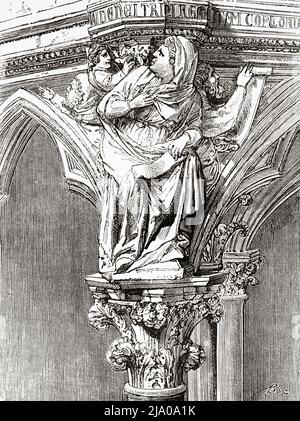 Chaire par Giovanni Pisano, église Saint Andrea, Pistoia. Toscane, Italie centrale. Europe. Petites villes et grand art en Toscane par Henri Belle 1871. Le Tour du monde 1879 Banque D'Images