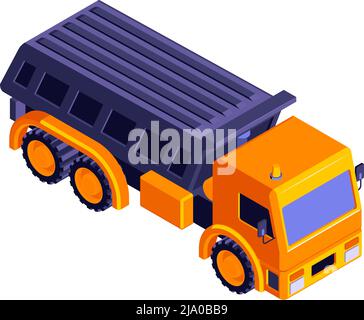 Composition de rouleaux de construction de route isométrique avec image isolée de l'illustration vectorielle du chariot Illustration de Vecteur