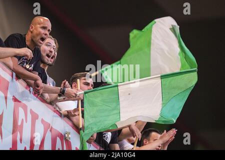 Tirana, Albanie, 25 mai 2022, Tirana - fans de Feyenoord pendant le match entre AS Roma et Feyenoord à Air Albaniastadion le 25 mai 2022 à Tirana, Albanie. (Box to Box Pictures/Yannick Verhoeven) Banque D'Images