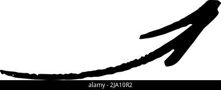 Flèche de coup de pinceau lisse vers le haut. Pointeur tracé à la main. Illustration de Vecteur