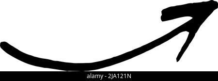 Flèche de coup de pinceau lisse vers le haut. Pointeur tracé à la main. Illustration de Vecteur