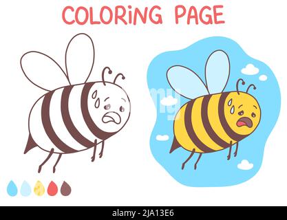 Page de coloriage des abeilles illustration de vecteur de caniche mignon Illustration de Vecteur