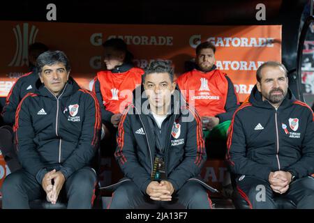 Les joueurs de Fotball de River plate Team Argentina jouent contre Alianza de Lima, pour la coupe Libertadores. Banque D'Images