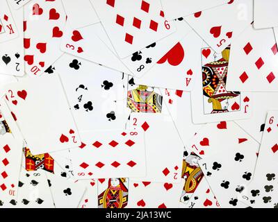 Arrière-plan de la collection de cartes à jouer dispersées Banque D'Images