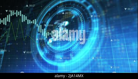 Illustration du symbole nft sur le verrouillage de sécurité rotatif sur le traitement des données financières Banque D'Images