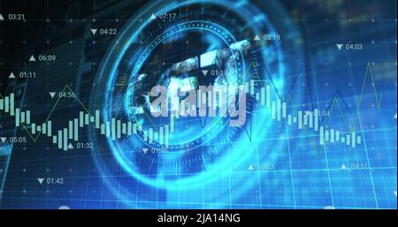 Illustration du symbole nft sur le verrouillage de sécurité rotatif sur le traitement des données financières Banque D'Images