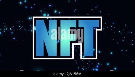 Image de nft sur des points bleus et un arrière-plan noir Banque D'Images