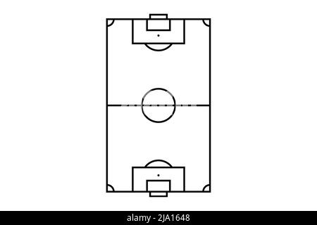 Terrain de football. Vue depuis le dessus de la ligne de terrain de football. Illustration des limites de contour sur fond blanc Banque D'Images