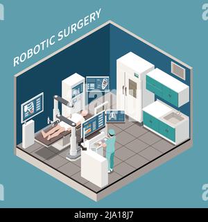 Chirurgie robotique concept isométrique avec symboles de traitement médical illustration vectorielle Illustration de Vecteur