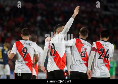 Les joueurs de Fotball de River plate Team Argentina jouent contre Alianza de Lima, pour la coupe Libertadores. Banque D'Images