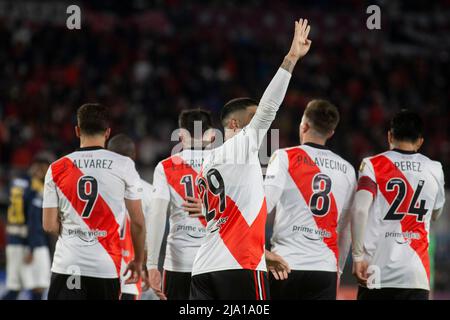 Les joueurs de Fotball de River plate Team Argentina jouent contre Alianza de Lima, pour la coupe Libertadores. Banque D'Images