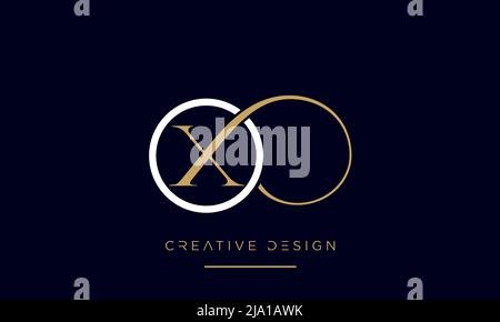 Lettres alphabétiques logo OX ou XO Monogramme Illustration de Vecteur