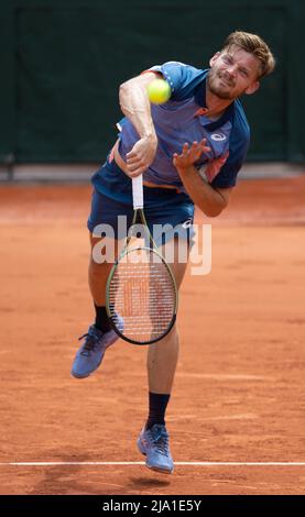David Goffin belge photographié en action lors d'un match de tennis entre le Goffin belge (ATP 48) et le Tiafoe américain (ATP 27), au deuxième tour du Banque D'Images