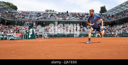 David Goffin belge photographié en action lors d'un match de tennis entre le Goffin belge (ATP 48) et le Tiafoe américain (ATP 27), au deuxième tour du Banque D'Images