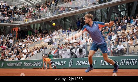 David Goffin belge photographié en action lors d'un match de tennis entre le Goffin belge (ATP 48) et le Tiafoe américain (ATP 27), au deuxième tour du Banque D'Images