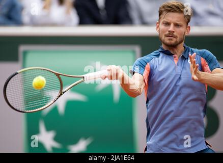David Goffin belge photographié en action lors d'un match de tennis entre le Goffin belge (ATP 48) et le Tiafoe américain (ATP 27), au deuxième tour du Banque D'Images