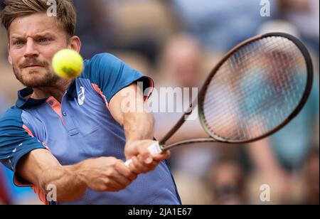 David Goffin belge photographié en action lors d'un match de tennis entre le Goffin belge (ATP 48) et le Tiafoe américain (ATP 27), au deuxième tour du Banque D'Images