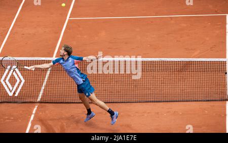 David Goffin belge photographié en action lors d'un match de tennis entre le Goffin belge (ATP 48) et le Tiafoe américain (ATP 27), au deuxième tour du Banque D'Images