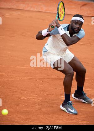 American Frances Tiafoe photographié en action lors d'un match de tennis entre le Goffin belge (ATP 48) et le Tiafoe américain (ATP 27), au deuxième tour de Banque D'Images