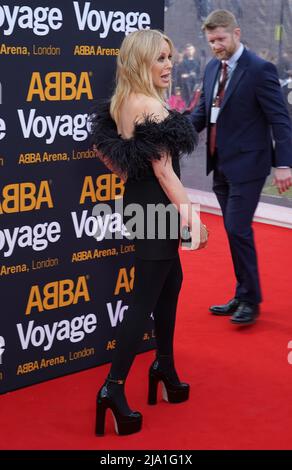 Kylie Minogue participe au lancement du concert numérique Abba Voyage à l'ABBA Arena, parc olympique Queen Elizabeth, à l'est de Londres. Date de la photo: Jeudi 26 mai 2022. Banque D'Images