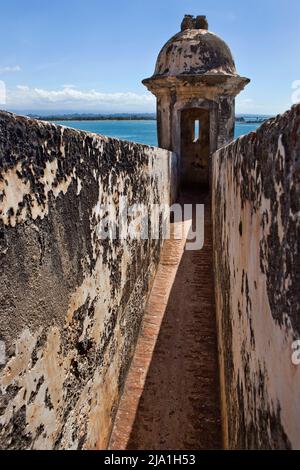 Sentry Box El Morro fort Old San Juan PR V Banque D'Images