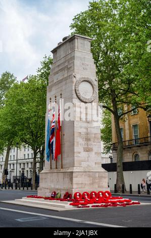 Londres, Royaume-Uni- 3 mai 2022 : le mémorial de guerre de Cenotaph à Londres Banque D'Images