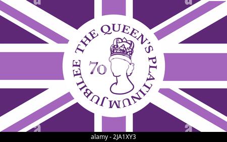 Le Queens affiche de célébration du Jubilé de platine avec la silhouette de la reine Elizabeth. Illustration vectorielle pour sa Majesté la Reine sur ses 70 années de service de 1952 à 2022 Illustration de Vecteur