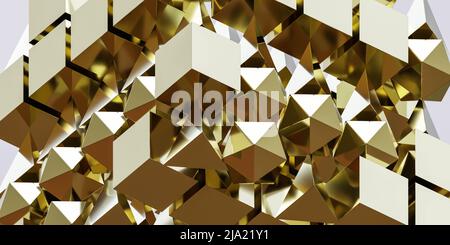 illustration du rendu de la visualisation du cube doré abstrait 3d Banque D'Images