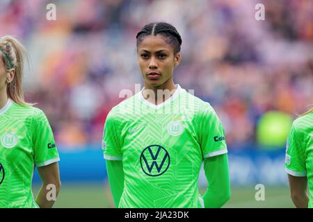 BARCELONE - APR 22: Sveindes Jane Jonndottir en action pendant le match de la Ligue des champions des femmes de l'UEFA entre le FC Barcelone et VfL Wolfsburg à la CA Banque D'Images