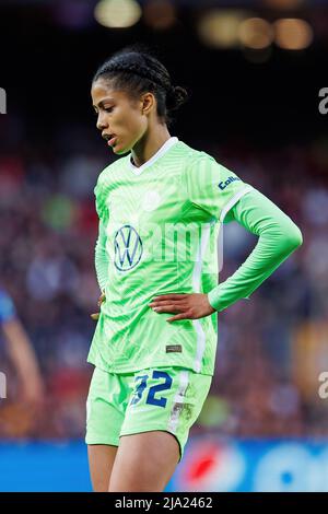 BARCELONE - APR 22: Sveindes Jane Jonndottir en action pendant le match de la Ligue des champions des femmes de l'UEFA entre le FC Barcelone et VfL Wolfsburg à la CA Banque D'Images