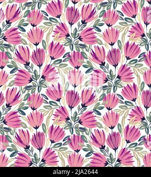 Fleur de pinceau Amaranth peinte à la main sans couture Banque D'Images