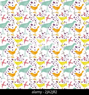 Un motif avec des oiseaux colorés. Illustrations d'animaux. Illustration de Vecteur