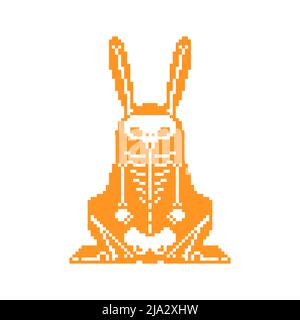 Squelette lapin pixel art. 8 bit crâne lièvre. Illustration vectorielle pixélisée Illustration de Vecteur