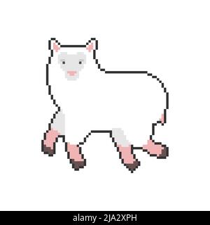 Mouton pixel art. Lamb dessin animé 8 bits. Illustration du vecteur pixélisé d'un animal de ferme Illustration de Vecteur