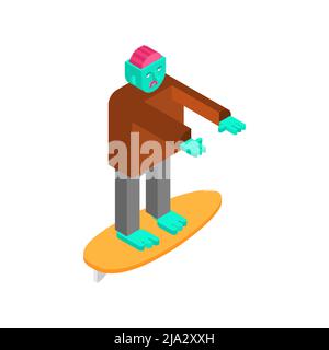 Surfeur zombie. Homme mort et surf. Monstre et surf Illustration de Vecteur